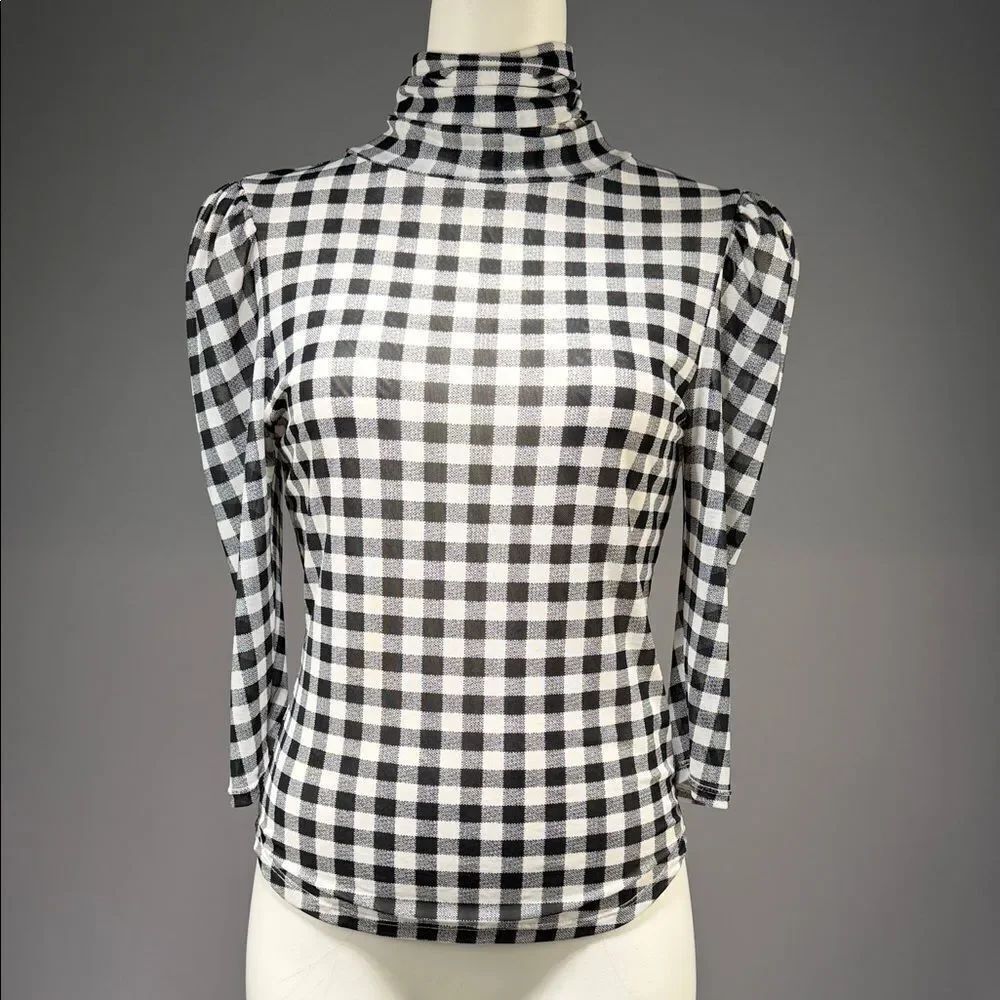 Free People Black and White Checkered Blouse (rack15)